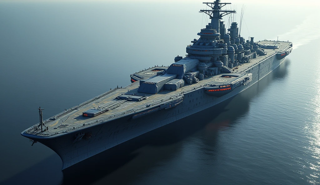 (photorealism:1.2), (Epic), Battleship/destructor, futuristic battleship, military battleship, laser canons, energy shield, 7000 mts length 