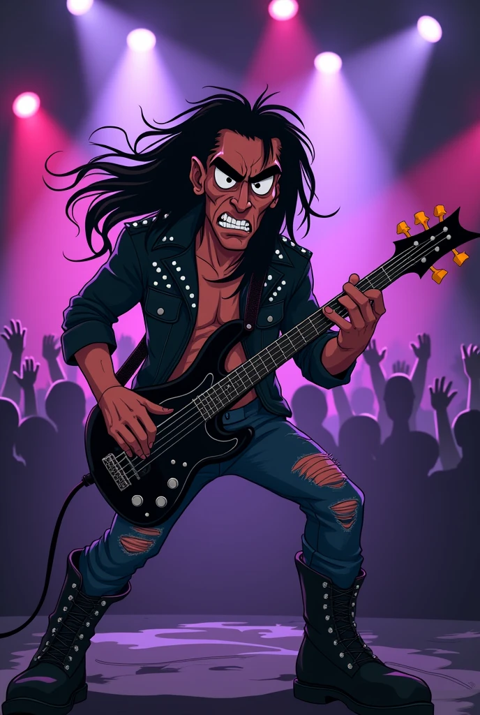 A Thrash metal bassist with the animation style of South Park