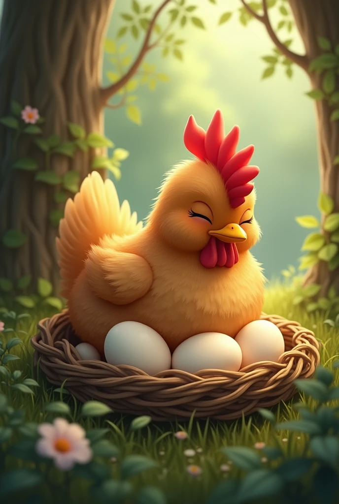 Create the image of an incubating hen