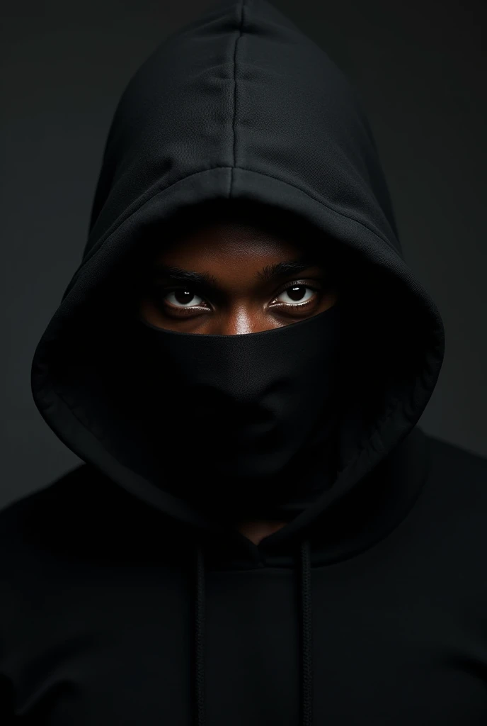 Create a profile picture of a young black man in a balaclava and black hoodie