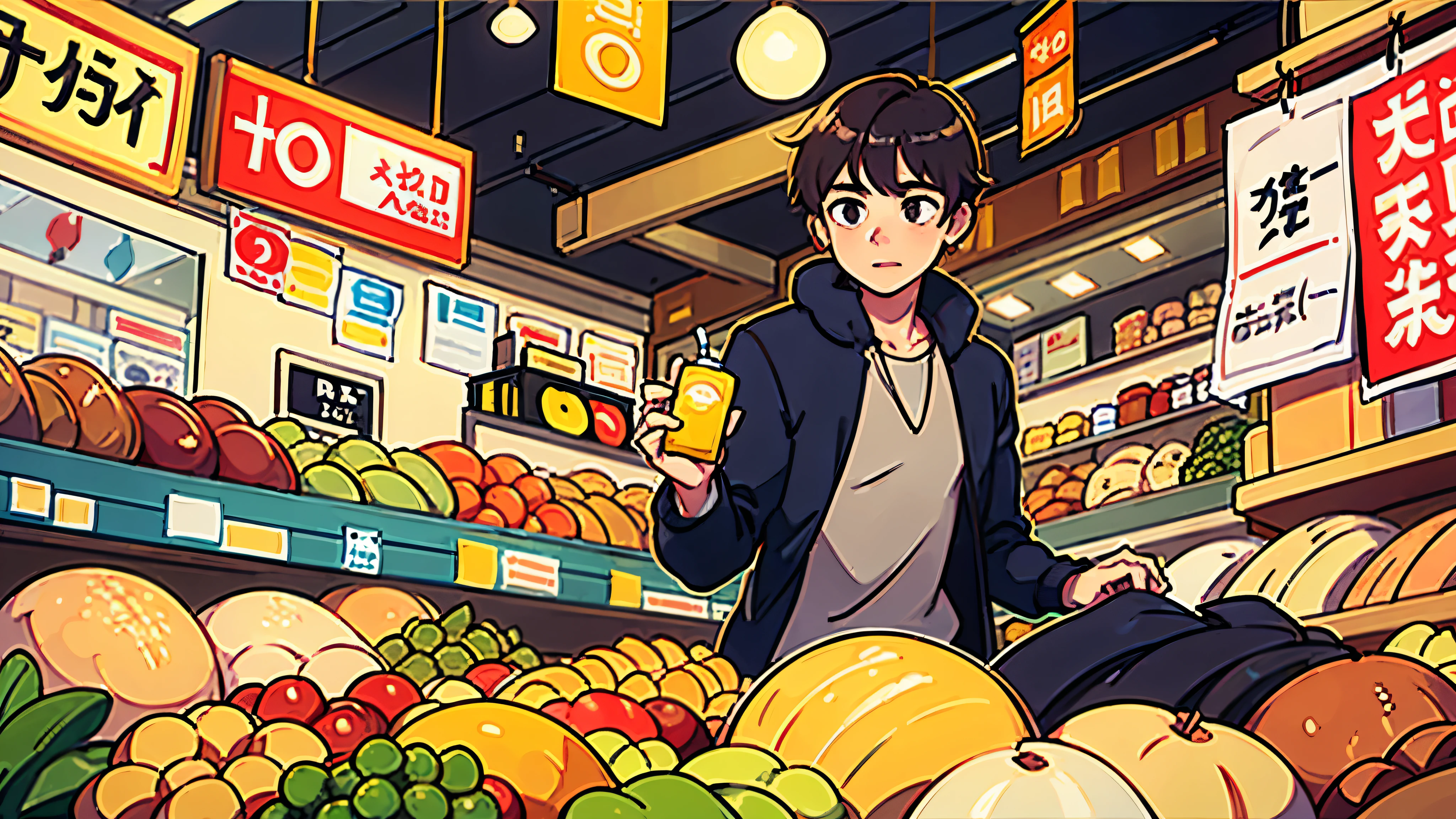 Guy shopping in a supermarket
