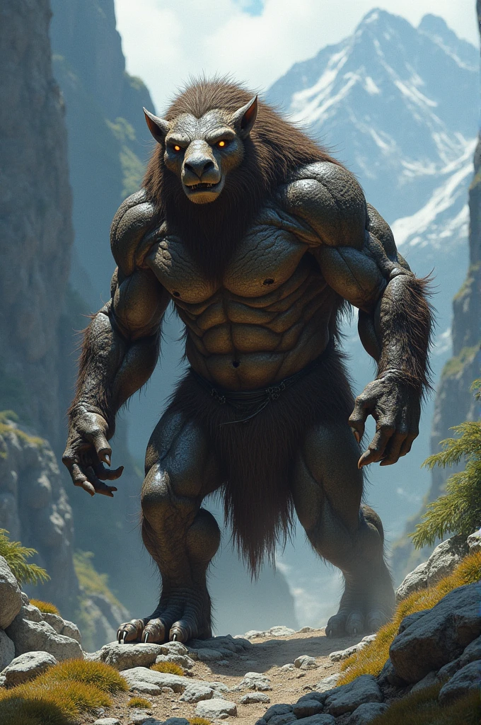 Robust and powerful creatures that inhabit the mountains and gorges of the region. They have rough skin and bright eyes.