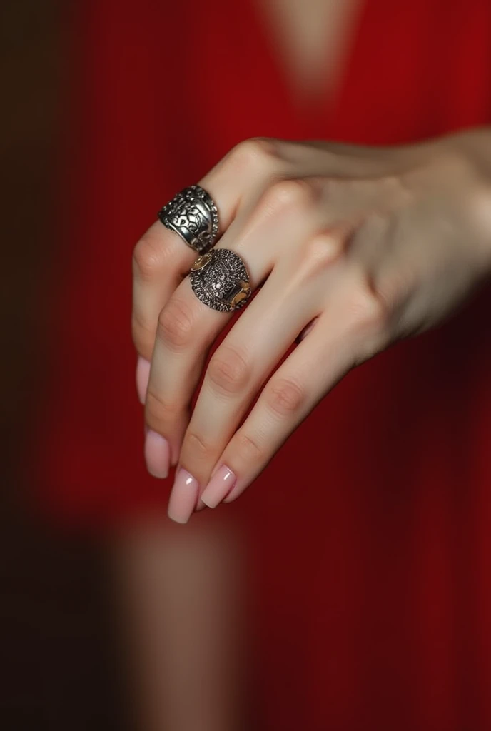 a Chinese Female, a woman's hand, long slender fingers, delicate and graceful fingers, perfectly manicured nails, slim fingers, elegant hands, dainty and feminine fingers, fingers with intricate patterns, fingers with ornate rings (best quality, highres), soft and smooth skin, fingers with a gentle touch, fingers with a sense of precision and control, fingers with a hint of mystery (portraits, fine art), warm and vibrant colors (rgb), soft and diffused lighting