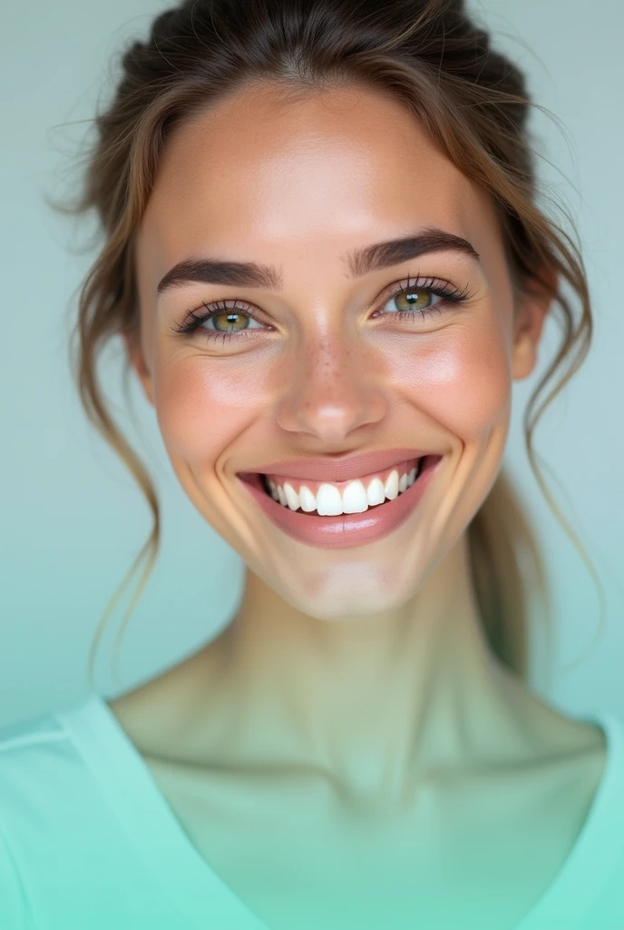 Create a high-impact promotional image for a dental clinic offering resin veneers. The image should feature a close-up of a bright, confident smile with perfectly aligned, natural-looking teeth enhanced by resin veneers. Use a clean, modern aesthetic with a focus on the details of the veneers. The text overlay should read 'Get Your Dream Smile with High-Quality Resin Veneers' and include a call-to-action like 'Book Your Free Consultation Today!' Utilize colors associated with dental care—like white, light blue, and mint green—to evoke a sense of trust, professionalism, and cleanliness. Optimize the design for social media, ensuring it stands out in feeds and attracts new clients.