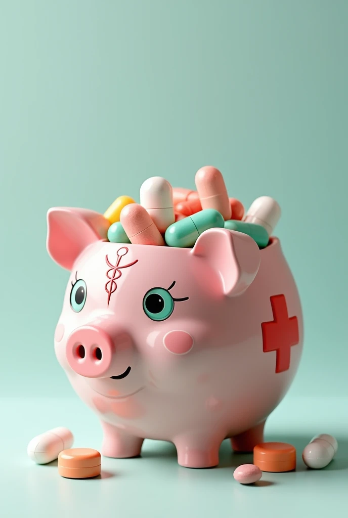 designer piggy bank with medicines and pills