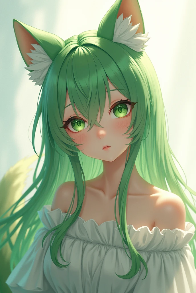 Please, a cute Japanese person with white hair！
Get your extensions々Put it in!
I&#39;d like long hair, green and white eyes, odd-eyed wolf ears and a tail.!