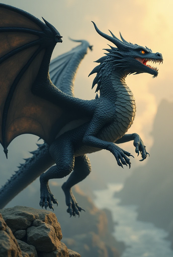 Flying black dragon