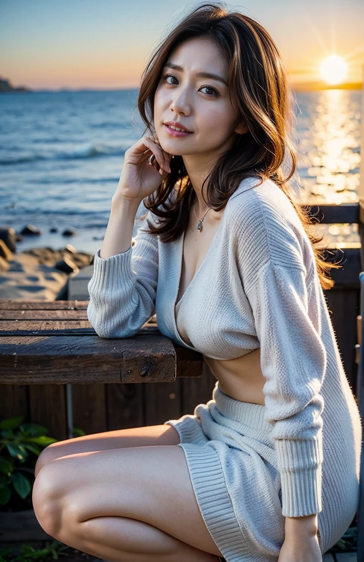 Dazzling face、In national costume、Palm Tree、Lens flare、Hawaiian Landscape、Photos that make you feel midsummer、bright々and pouring sunlight、(Dot pattern、水玉水色bikini:1.4)、bikini、In a swimsuit on the beach、Excited girl、The sky turns red、Wet white t-shirt and jeans、、Light brown hair、Elegant hairstyle、Blue Eyed Woman、A woman with a cute upward gaze、When the sky gets dark、The sky turns red as the sun sets、Tight clothing that shows your body lines、、Elegant summer knitwear、Elegant summer sweater、Dress elegantly着こなす、Luxury Bagedium Shorthair:1.4))、The sun shines on her、Light brown hair、Light brown hair、The sky was dyed red、There are clouds、private's cute、彼女のAmple breastsは服の上からでも明らかです.、輝く太陽はとてもbeautiful、Dusk is approaching、Lens flare、I can see the sunset、((Sunlight reflecting off the ocean、Ocean View、The sun shines on the sea、'beautiful.、Small earrings、private'evening、Birds are also flying、、Brown Hair Color、Tying up hair、The woman is on the right:1.4))、Luxury leather belts、Shiny clothes、Light beige hair color、Background Blur、Braid only the front hair、Light brown hair、{{Cowgirl Shot}}、((Close-up shot from the waist up、Ample breasts:1.4))、にっこりsmile、Silk clothing、服からでも分かるAmple breasts、Braid only the front hair、Cowboy Shot、Gorgeous white collared silk shirt and brown skirt、Dress elegantly、Luxury Bags、素敵なsmile、((Ample breasts))、Full body photo、ring、Short skirt、Tuck your hair behind one ear、Silver Necklace、smile、 Elegant ponytail、Caustics、Highly detailed photos、Very beautiful and ideal short hair、Super no makeup、(8k、RAW Photos、Highest quality、masterpiece:1.2)、(Realistic、Realistic)、1 girl、((Medium Short Hair、Looking into the camera:1.4))、Hair blowing in the wind
