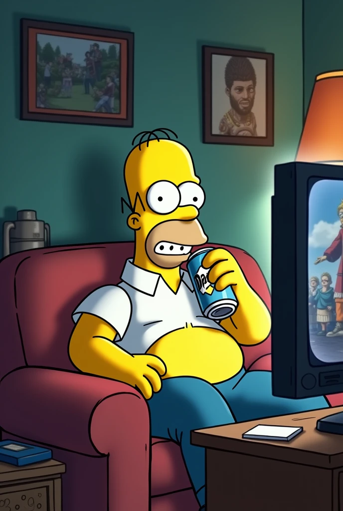 Homer Simpsons watching Naruto Shippuden