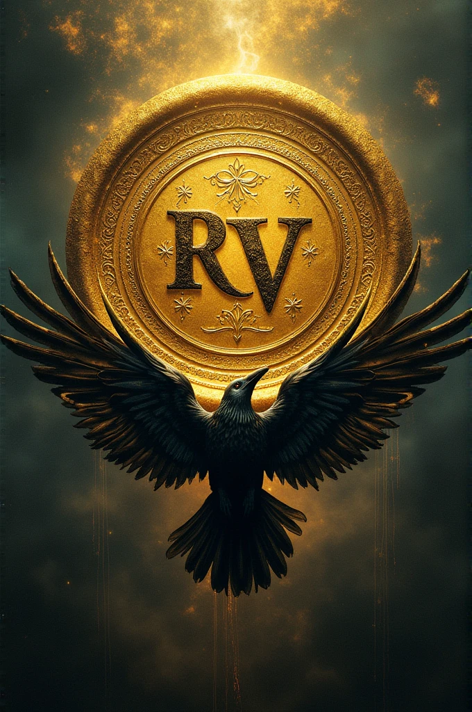 Golden Seal. RV Initials. with a printed crow.