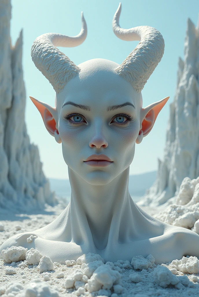 A salt demon with a malevolent face on one side and a benevolent face on the other.