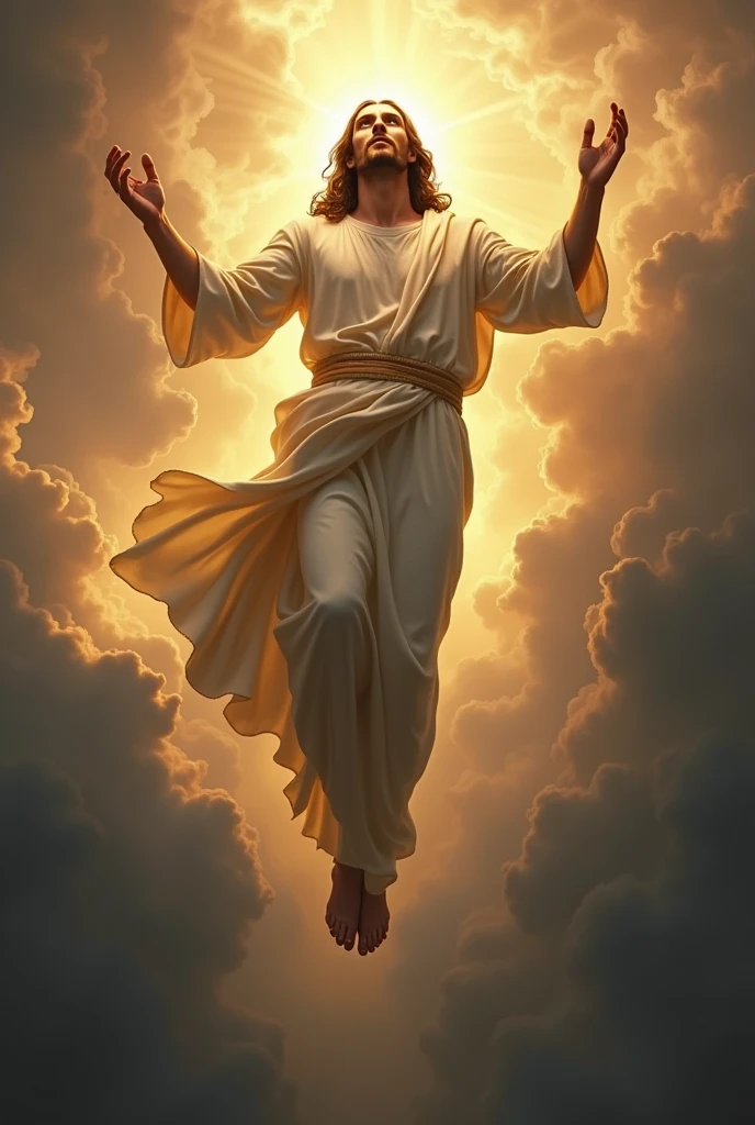 Make the face of Jesus Christ realistically descending from heaven