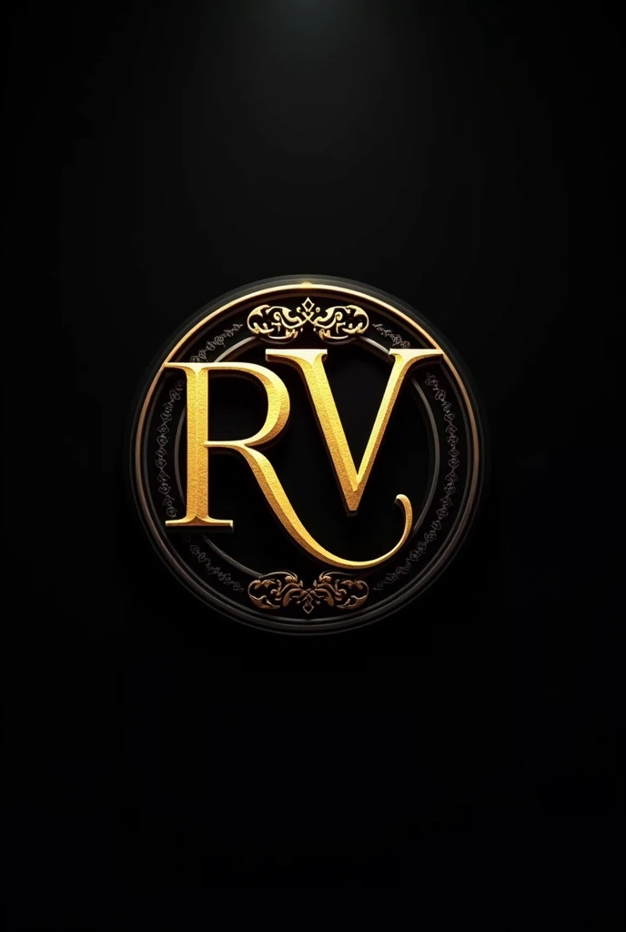 Golden Seal. RV Initials. Black background.