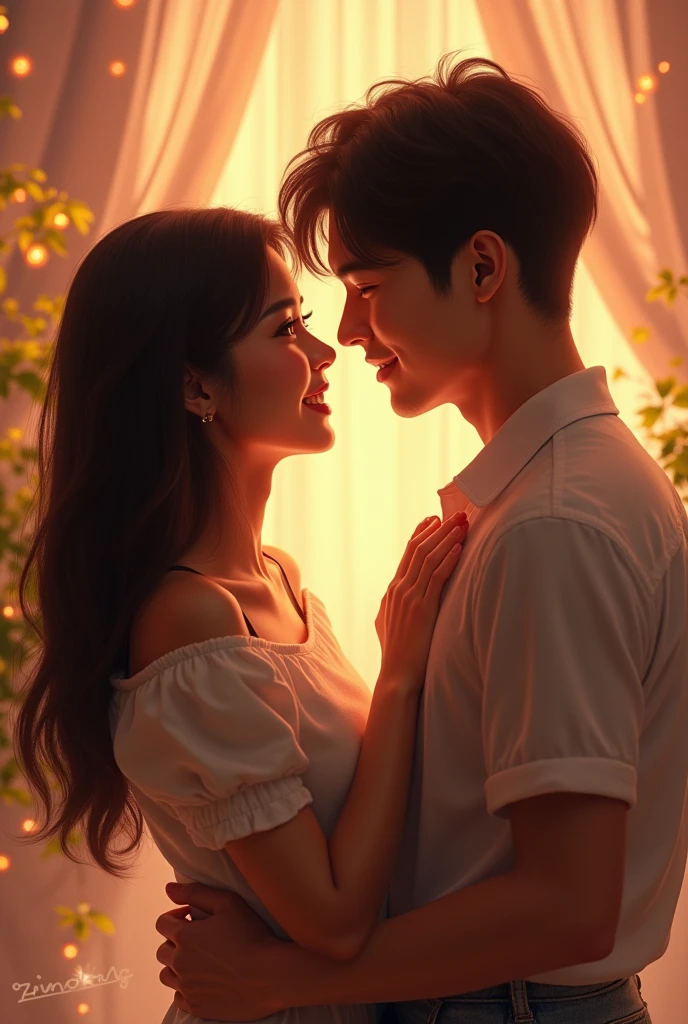 Give me a picture of Sofia Carson and Park Jimin as a couple