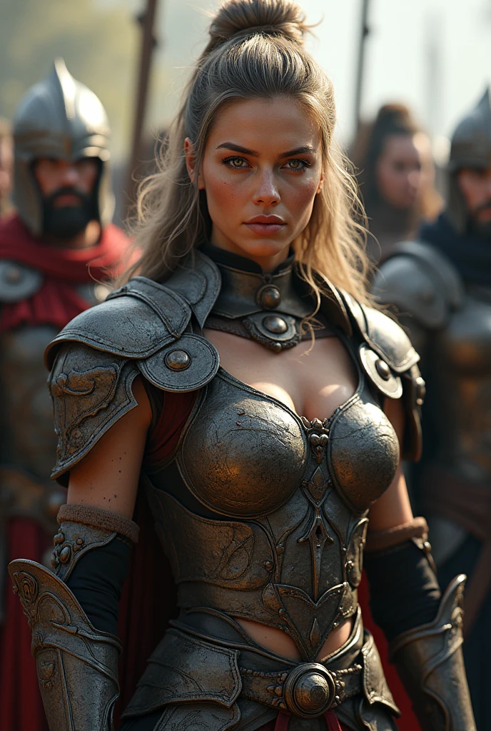 1girl,future warrior princess,post-battle,different races,different armors,detailed armor,detailed clothing,highly detailed,award-winning character design,cinematic lighting,dramatic lighting,volumetric lighting,intricate details,hyperrealistic,photorealistic,8k,masterpiece,digital art,concept art