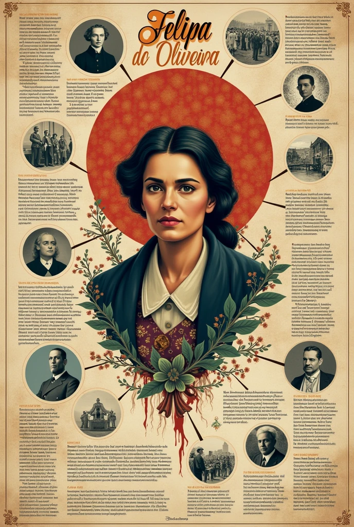 Mind map about Maria Felipa de Oliveira with title and writings