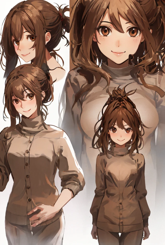 Completely naked、Brown hair ponytail、Long Hair、Are standing、True Face、smile、One adult woman
