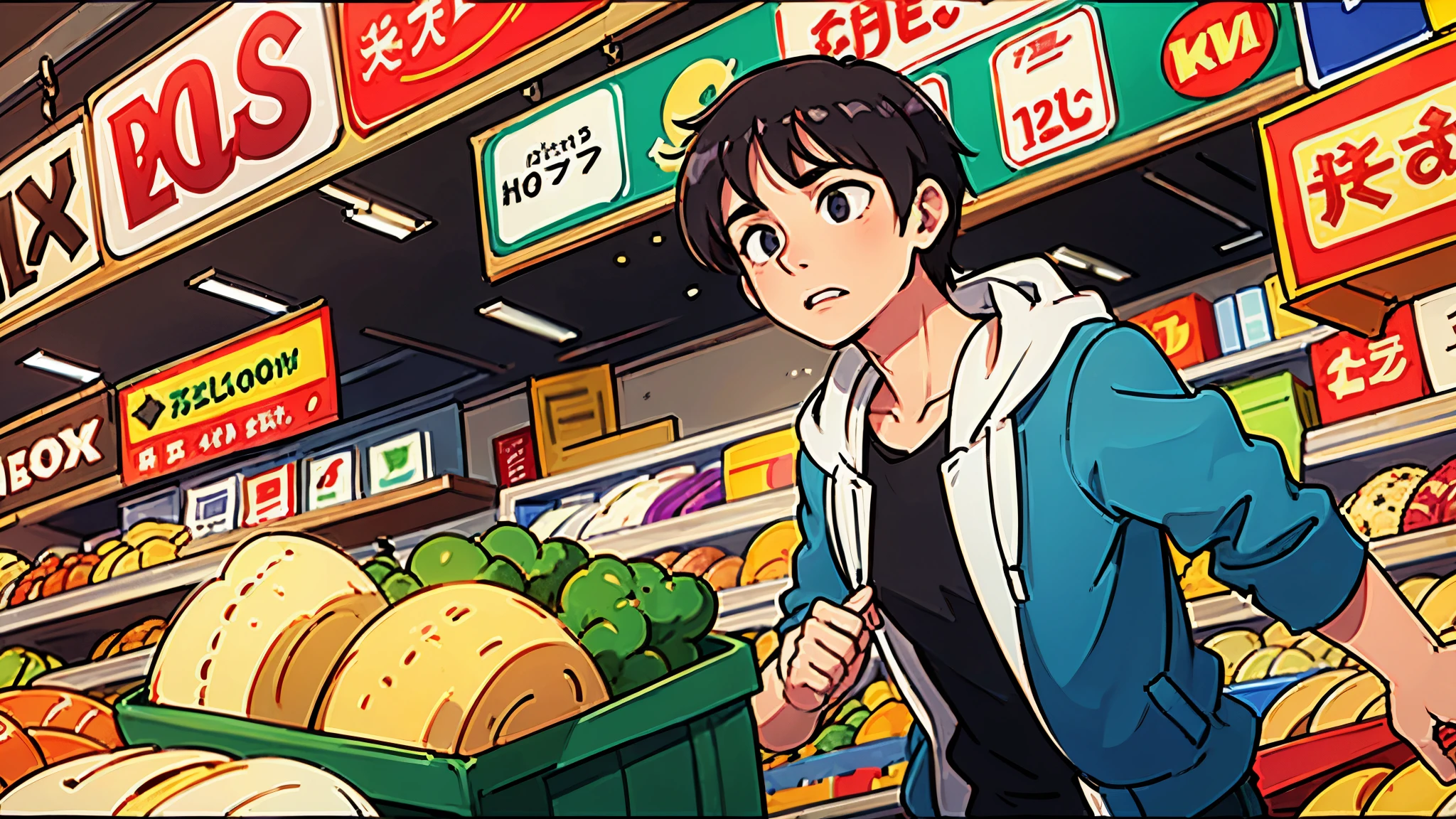 Guy shopping in a supermarket