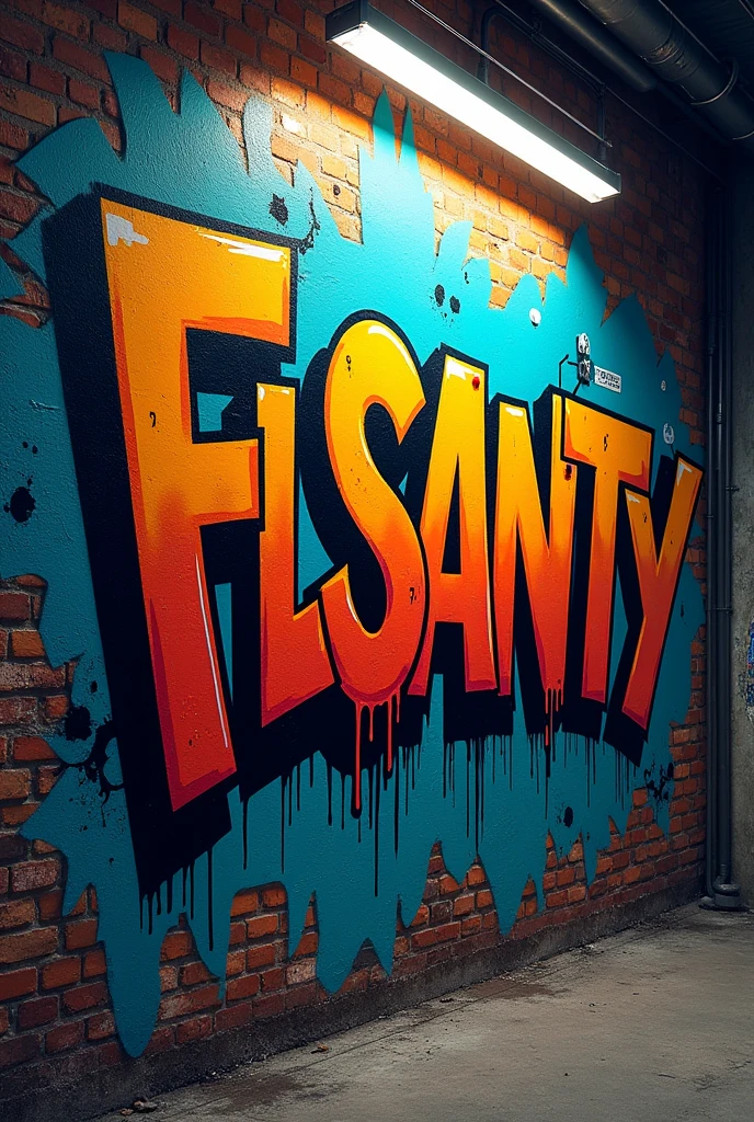 A wall covered in graffiti " FLSanty "