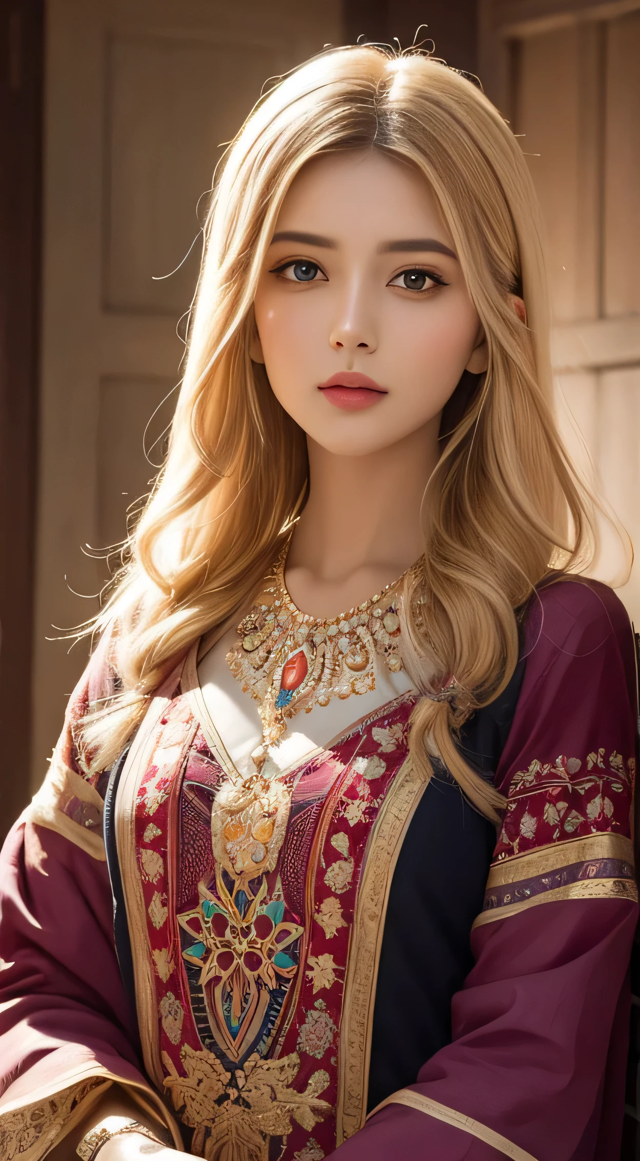 Let our AI platform take you on a journey into the world of art and beauty, with this incredibly detailed 16k image of a Pakistani woman. Marvel at the intricate details of her tattoos and the vibrant quality of her blonde hair and brown eyes.