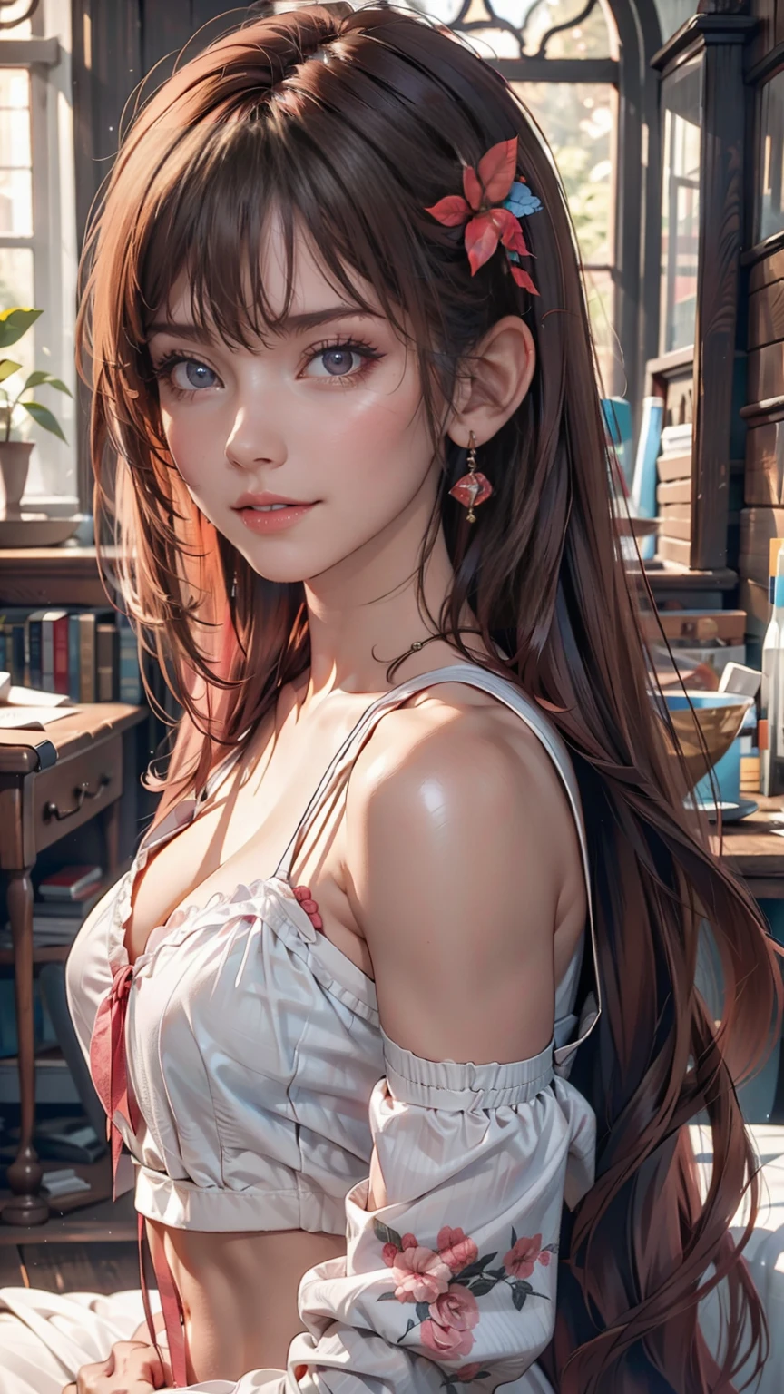 Glow Art: 1.0), (bright, sketch, drawing: 1.0), One girl, bangs, red eyes bright relucent light in hair, blush, clavicle, Hair between the eyes, Long Hair, View your viewers, good, Open your mouth, Pink Hair, Portraiture, Shiny, Shiny hair, Side Ponytail,