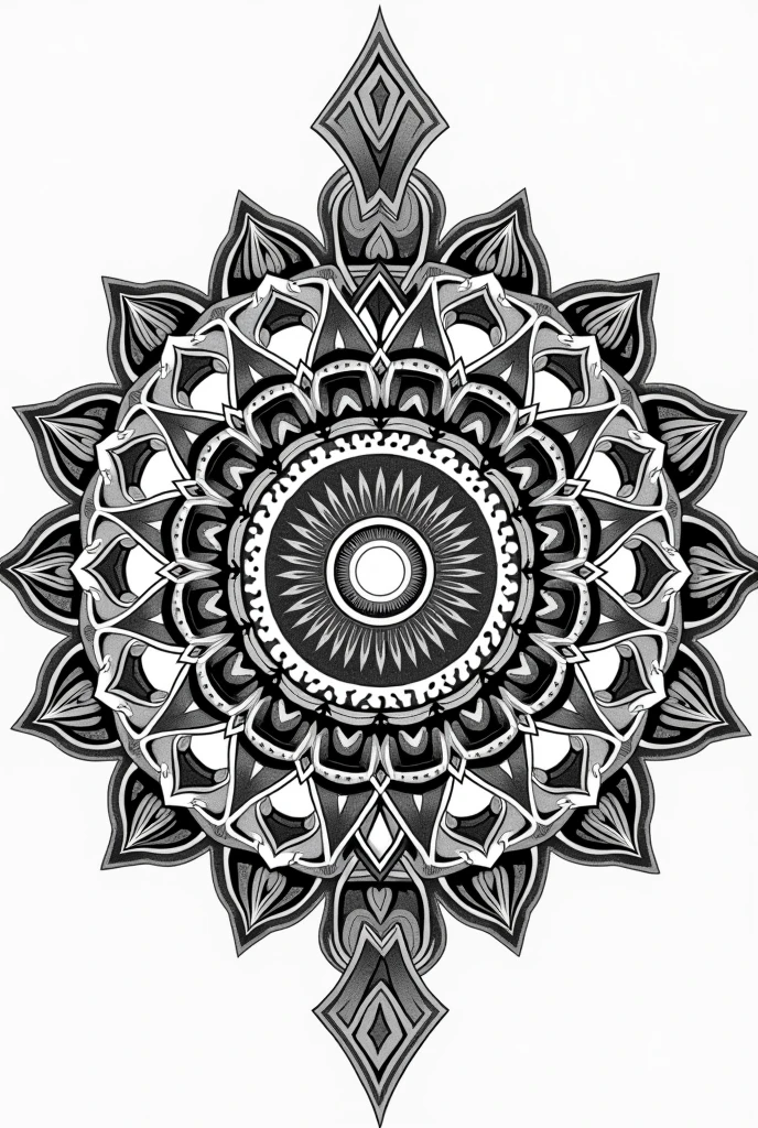 Mandala world view diagram, geometric composition, psychedelic style, black or white background, best image quality