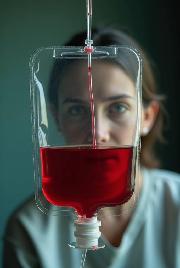 I want to see the blood transfusion bag and the face of the slightly frightened person 