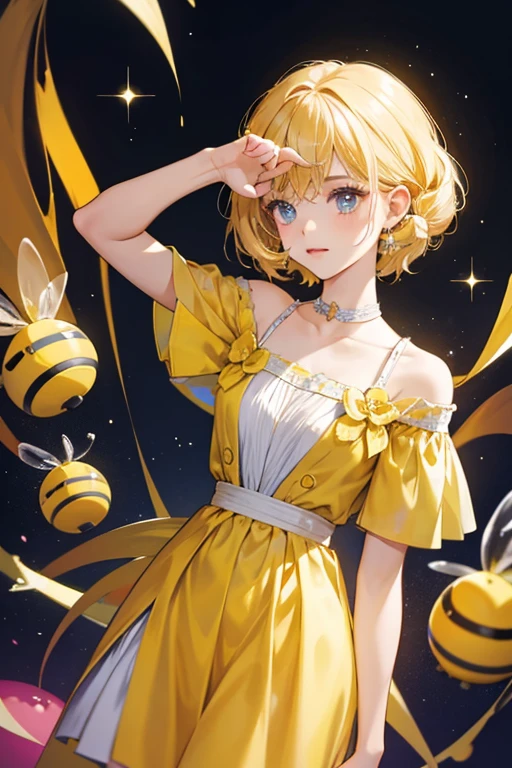 she is a Yellow girl jelly bee. SPARKLE; GLITTER;