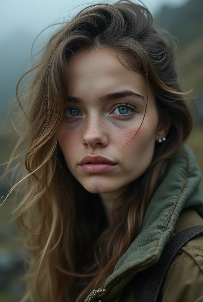 (photorealism:1.2), young woman, realistic, facing a world full of new challenges, goes beyond borders, going out of her comfort zone, coming out of age, reserved person, facing a scary new world,