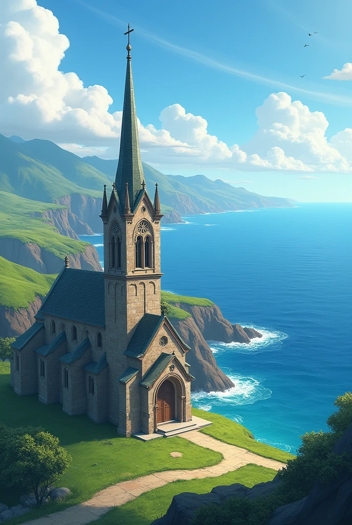 a sea that has a church