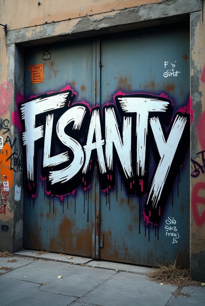 A wall covered in graffiti " FLSanty " dark hiphop street style