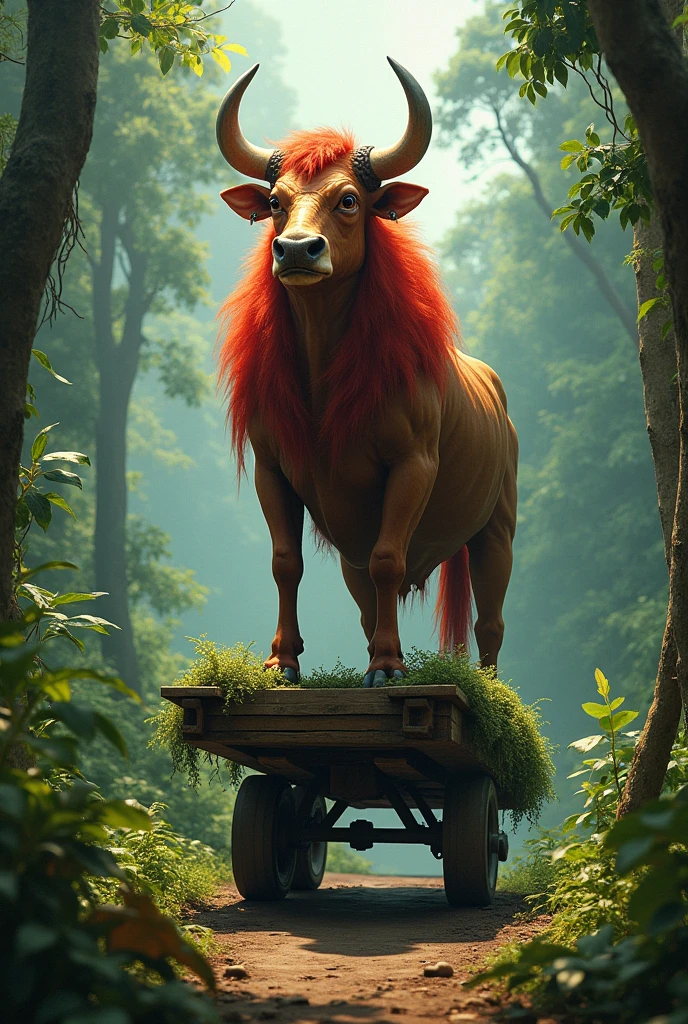 Curupira on top of an ox cart