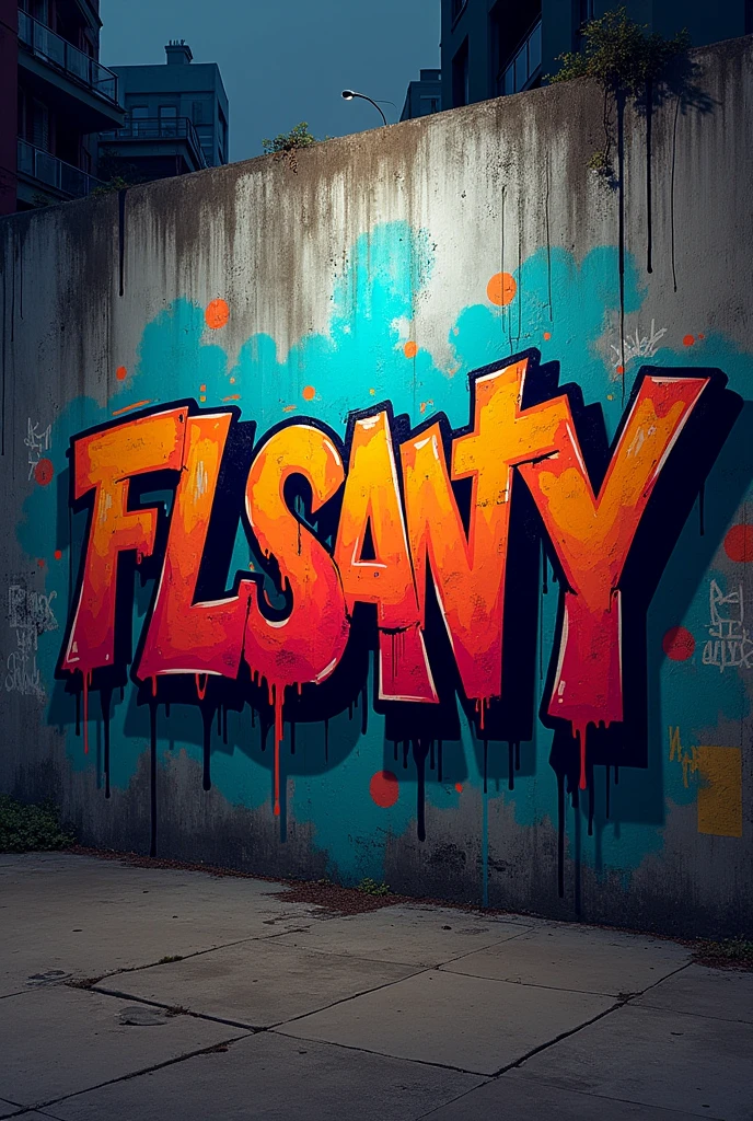 A wall covered in graffiti " FLSanty " dark hiphop street style