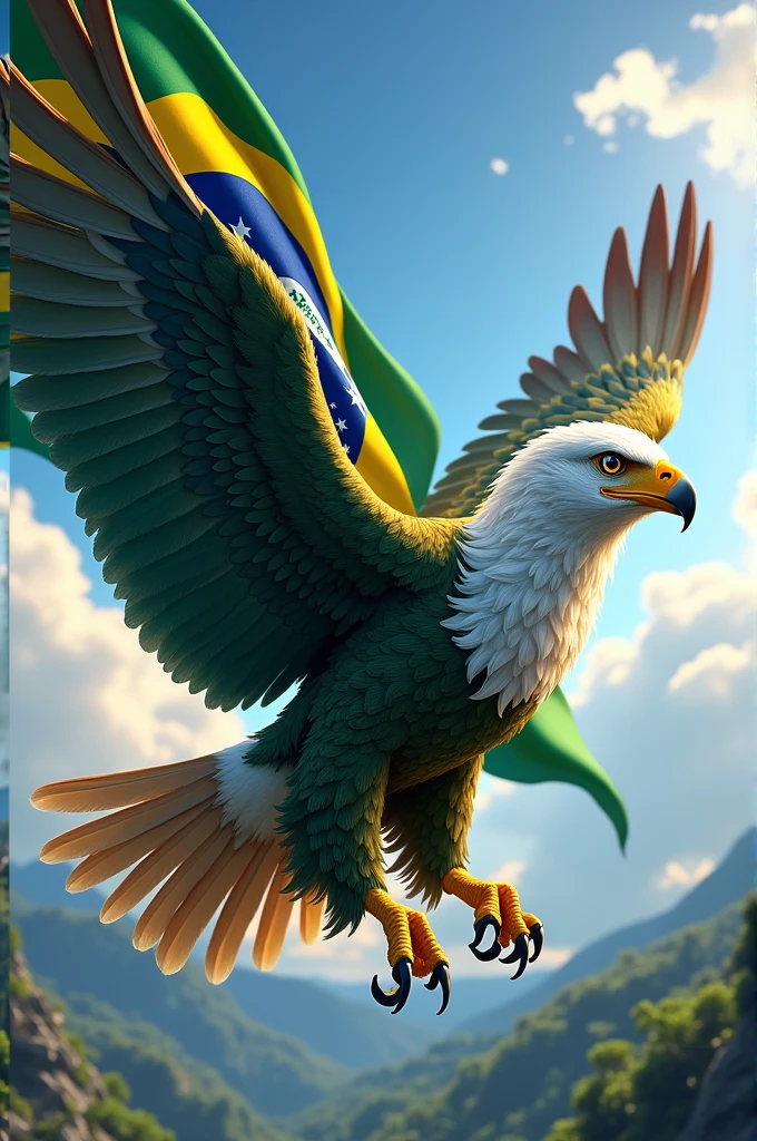 Eagle with the Brazilian flag