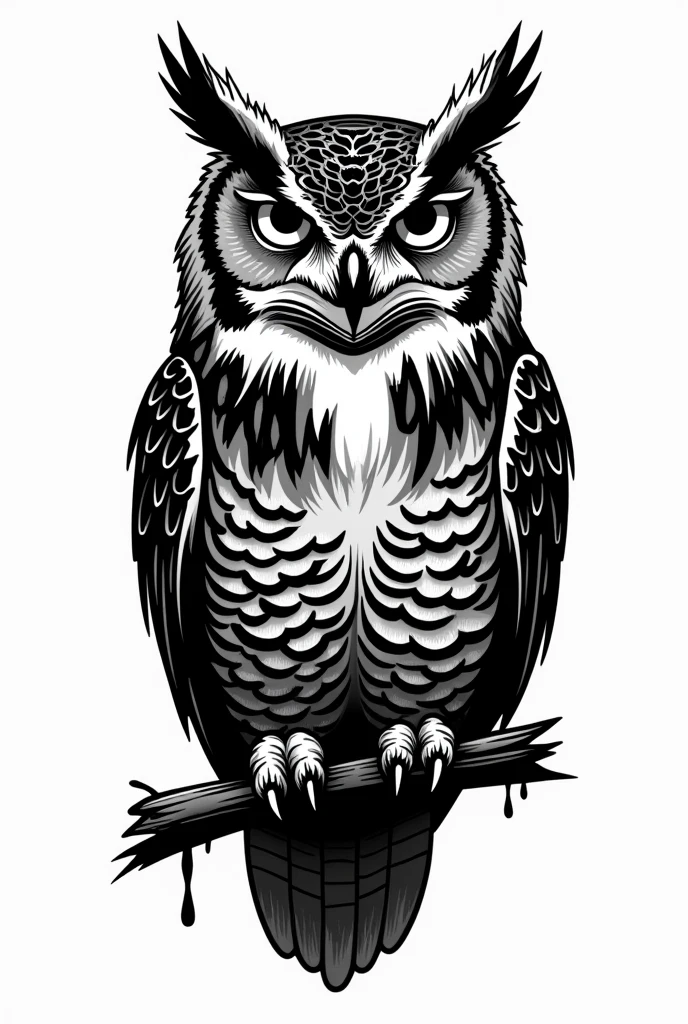 Create Black and White Owl Tattoo Decal