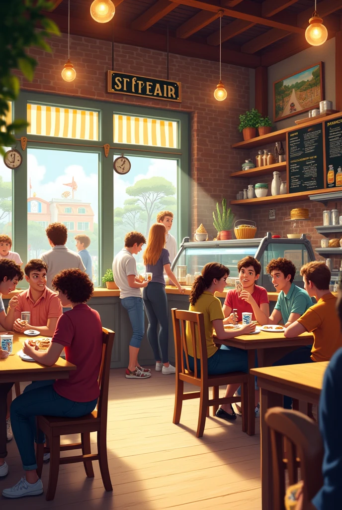 Cafeteria at a fair in a corner shop