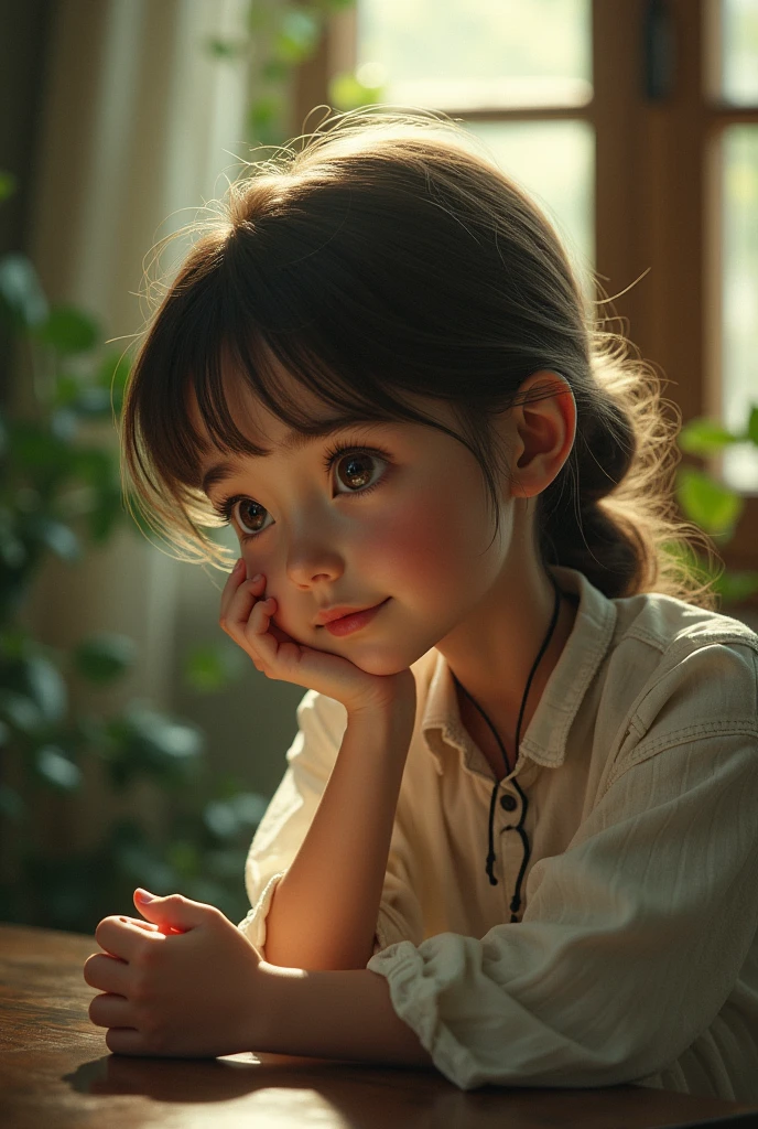 A girl imagining what her father was like 




