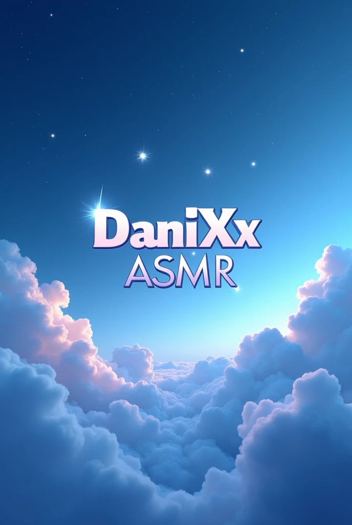 A blue-toned Youtube cover with a logo "DaniXx ASMR" At the center, with stars and clouds 