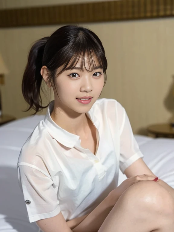 (Masterpiece, Best quality:1.3), (Ultra realistic, Photo-realistic:1.2), nude, kneeling, Natural light, 28 years old actress, Japanese beautiful 2 women, Neat and clean, (School uniform Short sleeve white shirts:1.1), (Black pleated skirt:1.1), (shirts unbutton:1.3), White sock, (Ponytail:1.2), (Beautiful faces), Oval face, clear, Beautiful eyes, Kind eyes, Clear skin, Small face, Beautiful mouth, Small mouth, Natural makeup, Approachable, Seductive smile, (Seductive pose:1.2), Beautiful thighs, Bedroom eyes, Embarrassed, Blush, Luxury hotel Suite room, On bed, (nsfw:1.3), (lesbian couple:1.2), (petting together:1.1), obscene reality of girls, Spread legs, (White bra:1.1), female masturbation, hand in panties, crotch rub, female orgasm, (pussy juice stain:1.1),