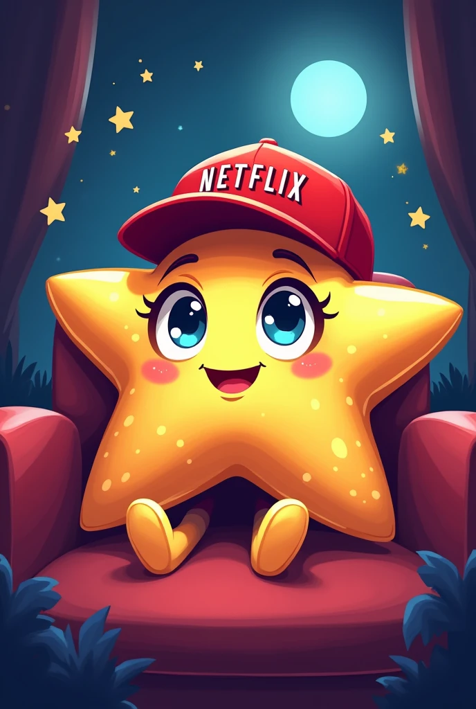 Create a logo with the character of a star watching a movie with a Netflix cap and that says Angie Shop so that it can serve both as a logo and to convert it into a png that is multipurpose and eye-catching