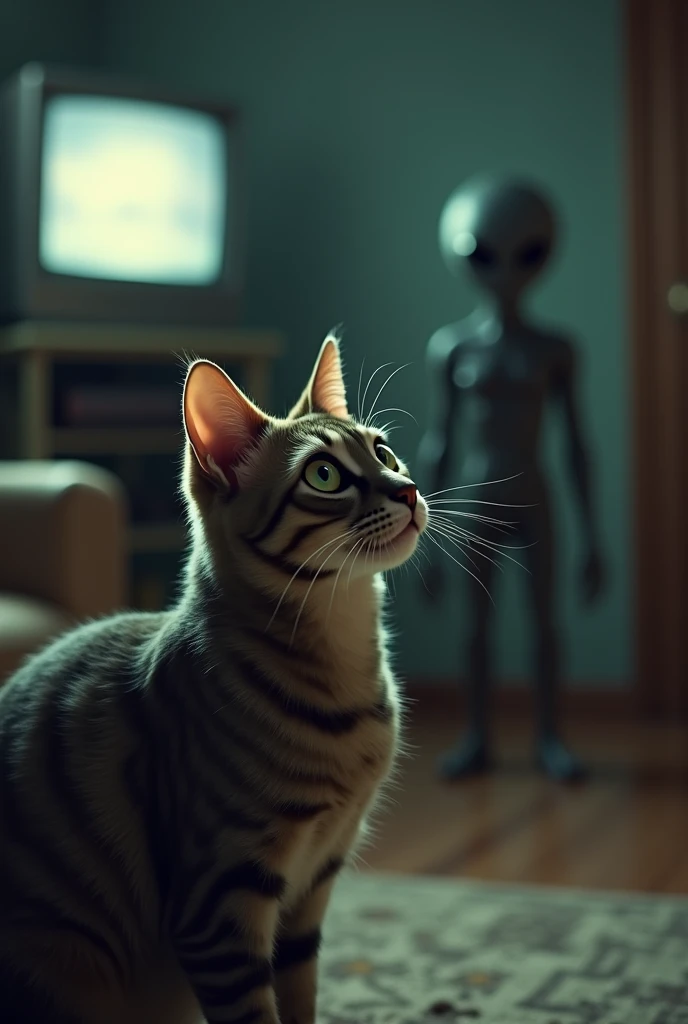 A cat that sees an alien inside