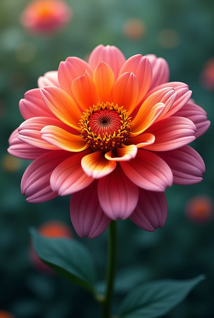 A natural flower with a color palette, and the letter F