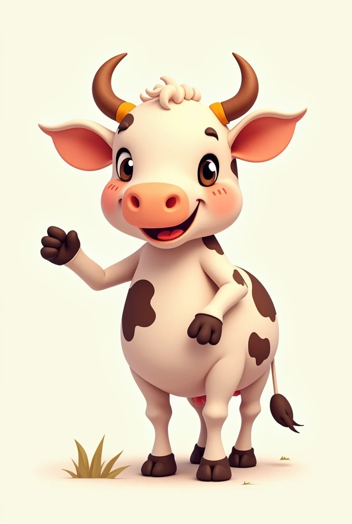 Cute cows, illustration, Vector Graphics, Strong outline,Anthropomorphic claws,Walking upright,Pictures from multiple angles