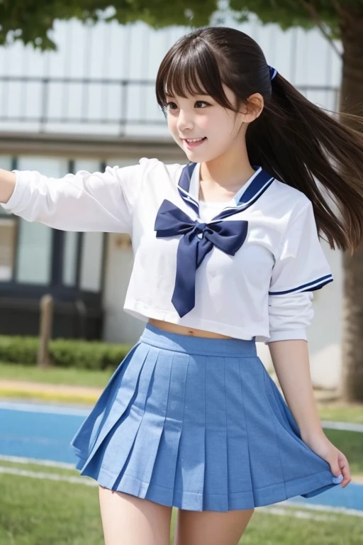 Cute Girls、high school girl、Cheerleader、mini skirt、See-through、Fluttering in the wind