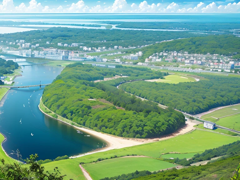 Nature、Magnificent View、The marshland in front、The coast in the back、River flowing into the sea