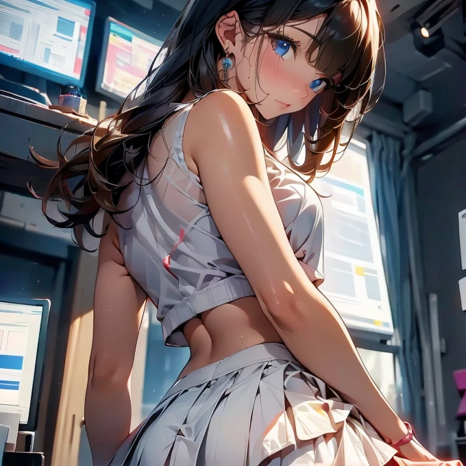 One girl, masterpiece, Highest quality, Absurd, Long black hair,(Glowing Skin:1.1), (Show your underwear:1.3), From below, ass pov , Close the lower body , White underwear, Recall, mini skirt, Tiered skirt, (Stick your butt out:1.3)、The bite is obvious,Realistic meat,Backlight,Shiny Hair"Glowing Skin,Glamorous Body,Dynamic Angle,The bite is clear,(((Ultra low angle,Crotch POV,Ass POV,)))