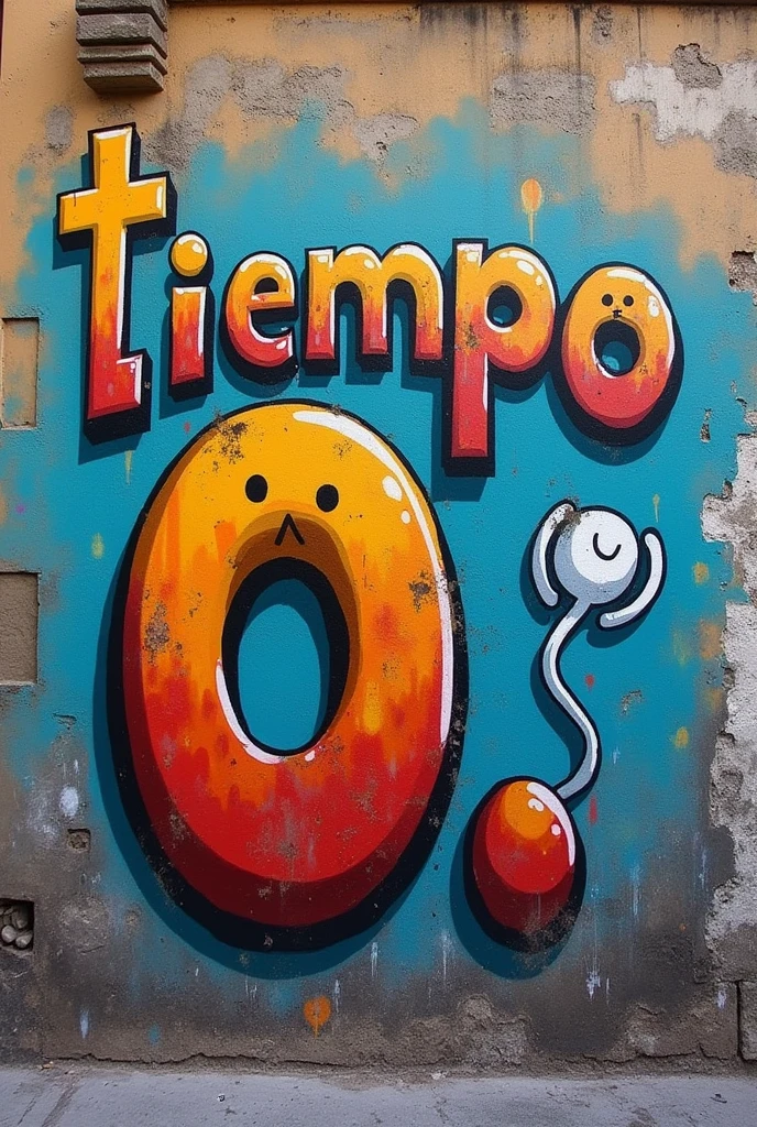 Generates an image of graffiti with letters that say time 0 that is as realistic as possible, alluding to everything that is happening in Venezuela. In spanish 