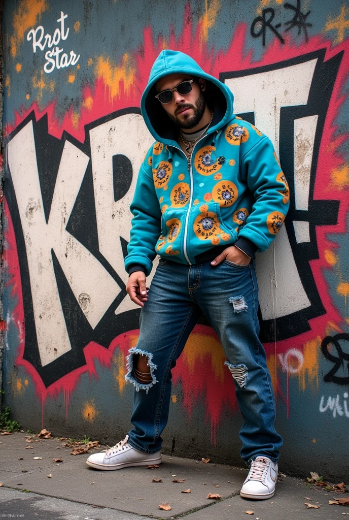 A wall covered in graffiti " KrotStar " hiphop street style