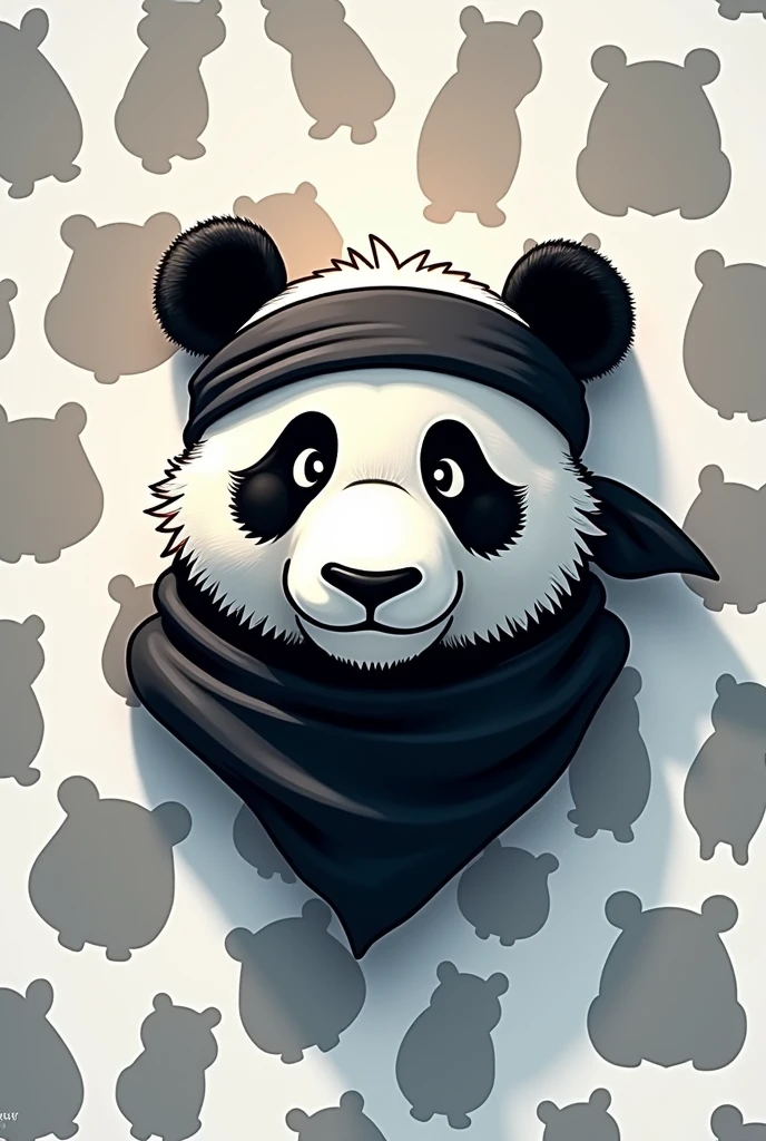 Panda shadows, 2d face with bandana, Logo
