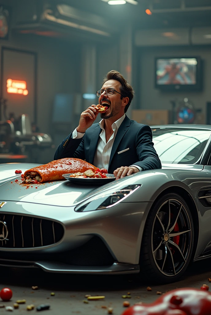 Tony stark eating a car